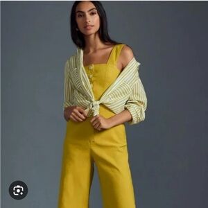 Anthropologie Maeve Portside Colette jumpsuit in yellow/green, 2P